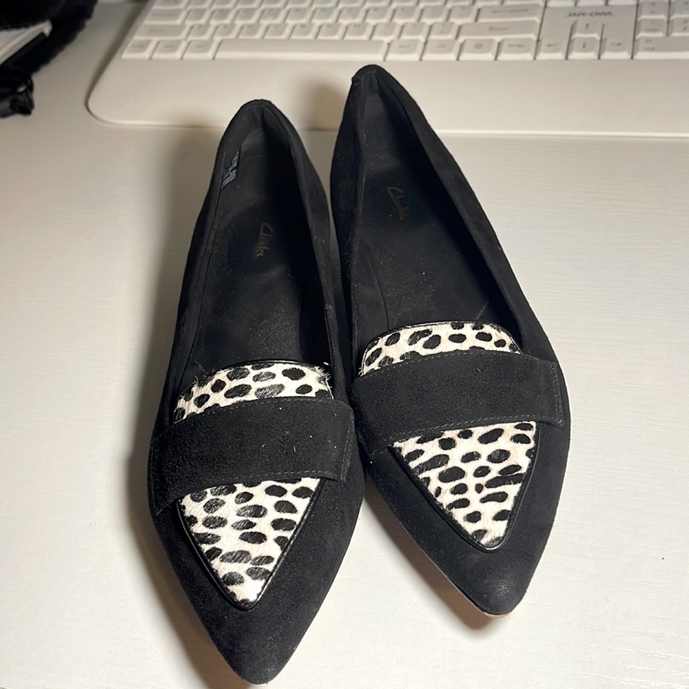 Clarks Laina 15 2 Women's Leather Animal Print Slip On Loafers